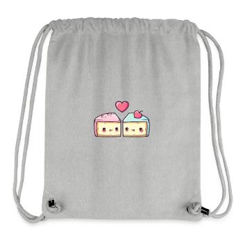 Cheesecake Couple Love Cake Heart Funny - Stanley/Stella Recycled Gym Bag - heather grey - Front