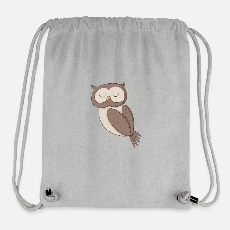 Oiseau hibou - Sac à cordon recyclé Stanley/Stella - gris chiné