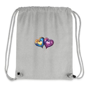 Coeurs colorés Amour Mariage - Sac à cordon recyclé Stanley/Stella - gris chiné - Devant