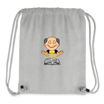 Prêtre priant joyeusement en prière et les yeux fermés - Sac à cordon recyclé Stanley/Stella - gris chiné - Devant