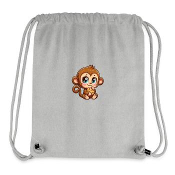 Cute monkey chimpanzee nibbling cookies cartoon - Stanley/Stella Recycled Gym Bag - heather grey - Front