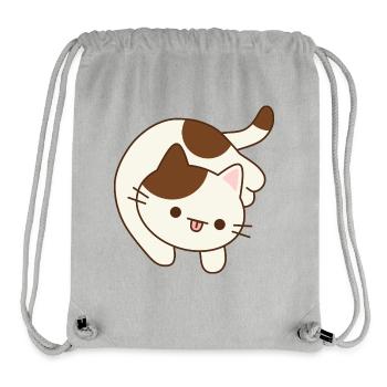 Verspielte Katzenillustration auf Baumwoll-T-Shirt - Stanley/Stella recycelter Gym Bag - Grau meliert - Vorne
