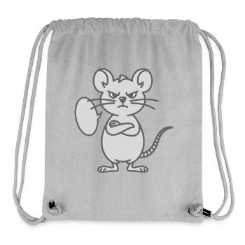Souris avec les bras croisés et la bulle de dialogue - Sac à cordon recyclé Stanley/Stella - gris chiné - Devant
