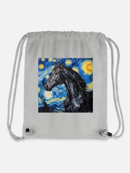 Horse, Animal, Van Gogh, Starry Night - Stanley/Stella Recycled Gym Bag - heather grey