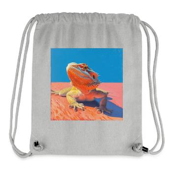 dragon barbu, lézard, coloré, animal, cadeau - Sac à cordon recyclé Stanley/Stella - gris chiné - Devant