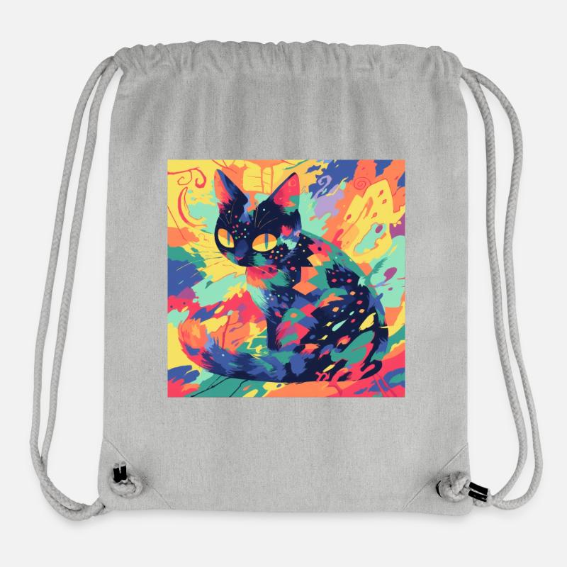Cat, Cat Motif - Stanley/Stella Recycled Gym Bag - heather grey