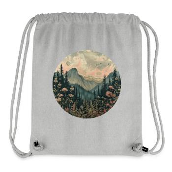 Boho, Flowers, Mountains, Landscape, Nature, Trees - Stanley/Stella Recycled Gym Bag - heather grey - Front