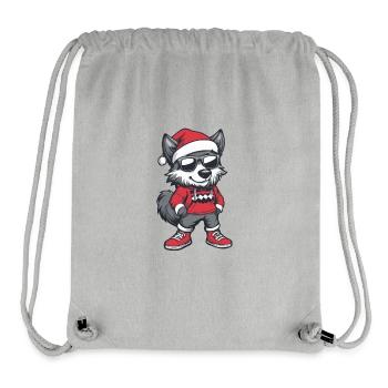 Wolf Weihnachten Comic Cool - Stanley/Stella recycelter Gym Bag - Grau meliert - Vorne