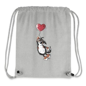 Bouvier bernois avec le coeur - Sac à cordon recyclé Stanley/Stella - gris chiné - Devant