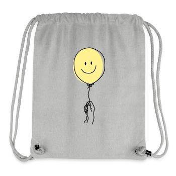 Minimalistic Line Art Hand Holding Smile Balloon - Stanley/Stella Recycled Gym Bag - heather grey - Front