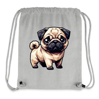 Chien Carlin Polygone Design géométrique - Sac à cordon recyclé Stanley/Stella - gris chiné - Devant