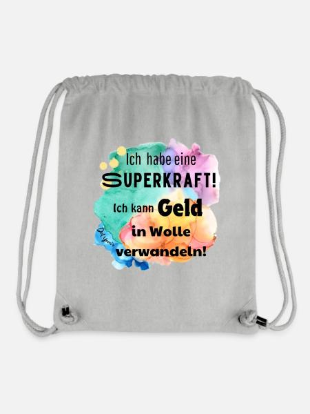 SuperkraftWolle, häkeln, stricken, lustiger Spruch - Stanley/Stella recycelter Gym Bag - Grau meliert
