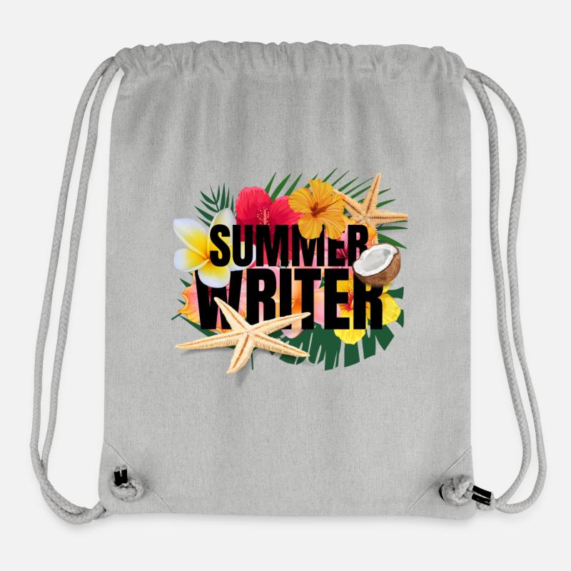 Summer Writer Flowers - Sac à cordon recyclé Stanley/Stella - gris chiné
