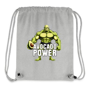 Avocado Power Vegan Superfood Muskeln Geschenk - Stanley/Stella recycelter Gym Bag - Grau meliert - Vorne