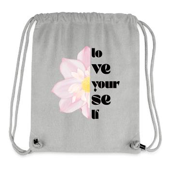 Aimez-vous – Motif 🌸✨ floral - Sac à cordon recyclé Stanley/Stella - gris chiné - Devant