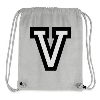 Lettre V en deux couleurs - Sac à cordon recyclé Stanley/Stella - gris chiné - Devant