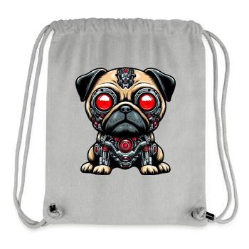 Pug Cyborg Robot Red Eyes - Stanley/Stella Recycled Gym Bag - heather grey - Front