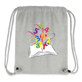 Buch mit bunten Buchstaben und Zahlen - Stanley/Stella recycelter Gym Bag - Grau meliert - Vorne