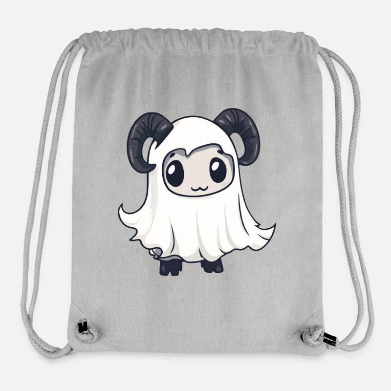 Chèvre de montagne Halloween Bande dessinée Fantôme - Sac à cordon recyclé Stanley/Stella - gris chiné