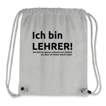 Lehrer Spruch Geschenk Geschenkidee - Stanley/Stella recycelter Gym Bag - Grau meliert - Vorne