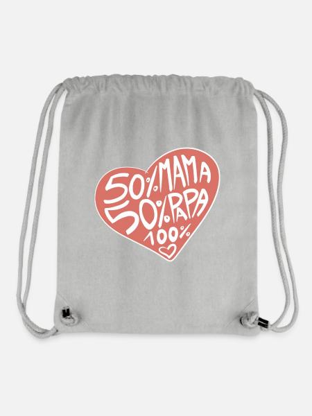 100% Liebe / Baby / Mädchen / Geburt / Mama / Papa - Stanley/Stella recycelter Gym Bag - Grau meliert