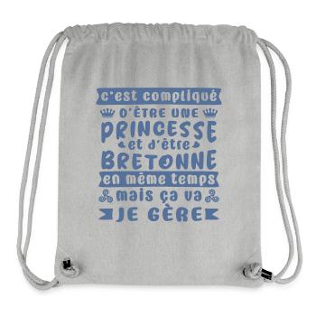 princesse bretonne humour citation,femmes BZH - Sac à cordon recyclé Stanley/Stella - gris chiné - Devant