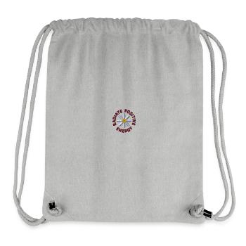 Fleur brodée - Sac à cordon recyclé Stanley/Stella - gris chiné - Devant