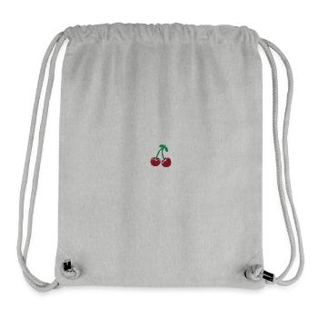 Cerises brodées - Sac à cordon recyclé Stanley/Stella - gris chiné - Devant