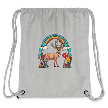 Deer, Nature, Wildlife, Fairytale, Child, Rainbow - Stanley/Stella Recycled Gym Bag - heather grey - Back