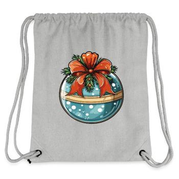 Boule de Noël, bleue avec décoration rouge et verte - Sac à cordon recyclé Stanley/Stella - gris chiné - Dos