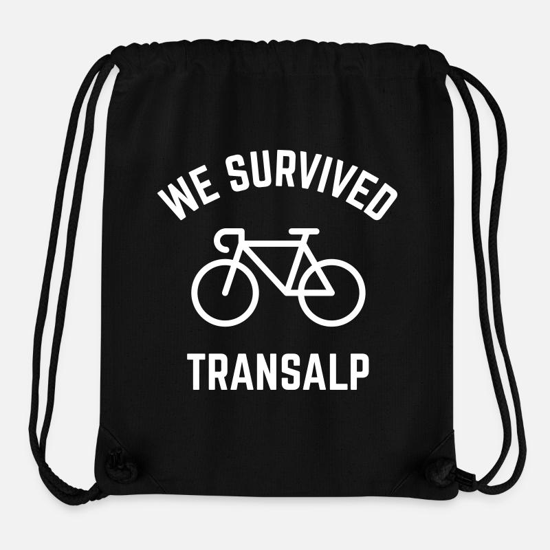 We Survived Transalp (Alpes / Vélo De Course) - Sac à cordon recyclé Stanley/Stella - noir