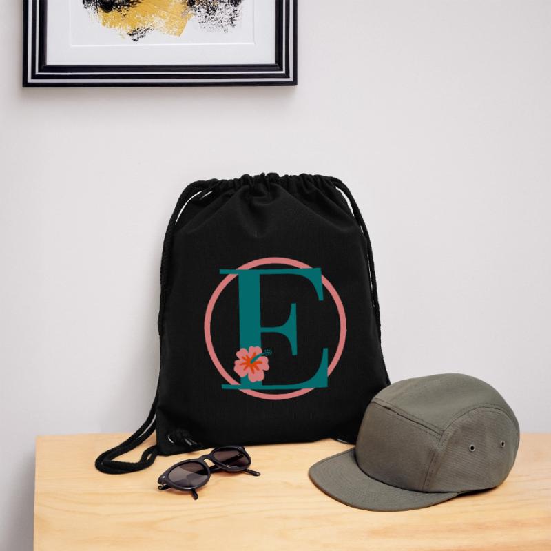 Letter E Initial letter E Monogram Hibiscus Stanley/Stella Recycled Gym Bag