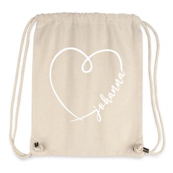 Johanna Nom calligraphie coeur - Sac à cordon recyclé Stanley/Stella - blanc naturel - Devant