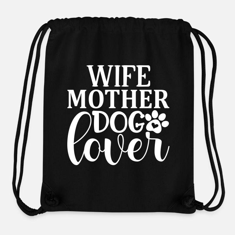 Épouse, mère, amoureuse des chiens - Sac à cordon recyclé Stanley/Stella - noir