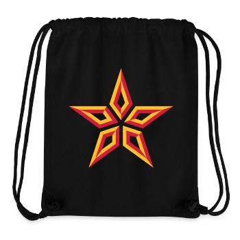 Design d’étoile (à cinq branches / jaune-rouge) - Sac à cordon recyclé Stanley/Stella - noir - Devant