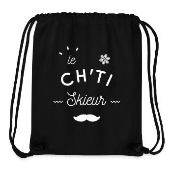 Le ch'ti skieur - Sac à cordon recyclé Stanley/Stella - noir - Devant