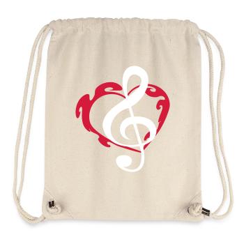 J’aime la musique Amour clef note feu coeur - Sac à cordon recyclé Stanley/Stella - blanc naturel - Devant