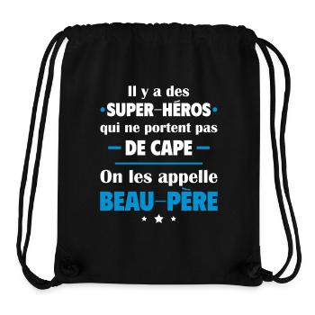 Il y a des super héros beau père, cadeau de noël - Sac à cordon recyclé Stanley/Stella - noir - Devant