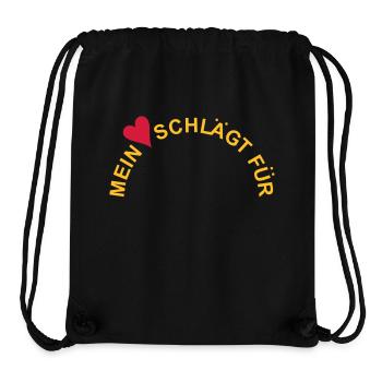 Mon cœur bat pour ... Votre texte / emblème - Sac à cordon recyclé Stanley/Stella - noir - Devant