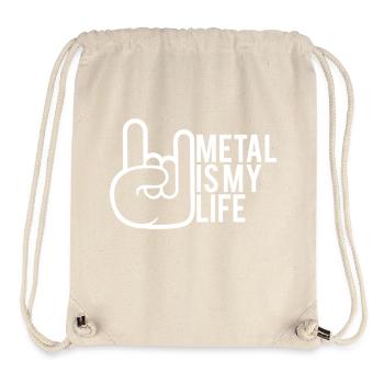 Heavy Metal Is My Life Hard Rock Horns Geste de la main - Sac à cordon recyclé Stanley/Stella - blanc naturel - Devant