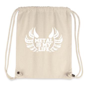 Heavy Metal Is My Life Hard Rock Hörner Text Logo - Stanley/Stella recycelter Gym Bag - Naturweiß - Vorne
