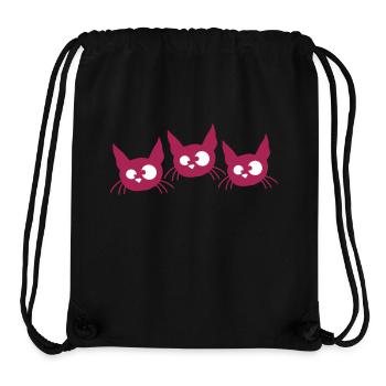 Trois chats plissés drôle 3 grimaces folles - Sac à cordon recyclé Stanley/Stella - noir - Devant