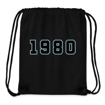 1980 Année Anniversaire - Sac à cordon recyclé Stanley/Stella - noir - Devant