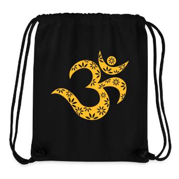 OM Mantra symbole, fleurs, motifs, Aum, bouddhisme - Sac à cordon recyclé Stanley/Stella - noir - Devant