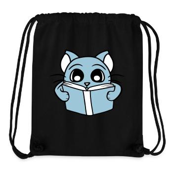 Nerd Katze Liest Roman Buch Schule Lesen Lernen - Stanley/Stella recycelter Gym Bag - Schwarz - Vorne