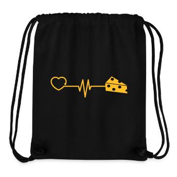 Käse Käseliebhaber Geschenk lustig Herzschlag EKG - Stanley/Stella recycelter Gym Bag - Schwarz - Vorne