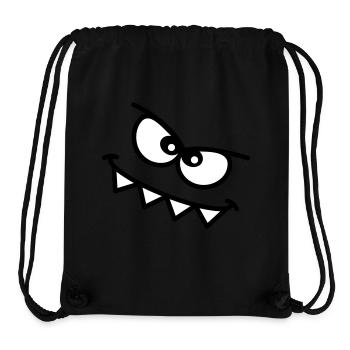 Evil Peeping Cartoon Monster Face Sharp Teeth - Stanley/Stella Recycled Gym Bag - black - Front