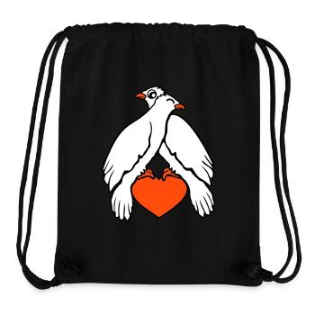 2 doves heart birds two couple sitting in love - Stanley/Stella Recycled Gym Bag - black - Front