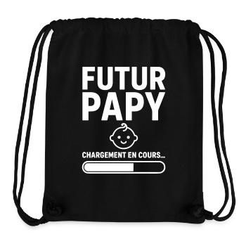 Annonce grossesse Futur papy 2026 Papi pépé - Sac à cordon recyclé Stanley/Stella - noir - Devant