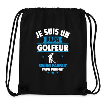 Papa golfeur, cadeau fête des pères, golf, Golfeur - Sac à cordon recyclé Stanley/Stella - noir - Devant
